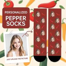 1双红辣椒定制袜子（不含黑色高跟鞋）、情侣定制袜子、毕业礼物、趣味高领定制袜子作为男士礼物、运动袜、定制运动袜、生日定制袜子作为情人节礼物、男士新奇袜子 - 酒紅色 - 查看 2