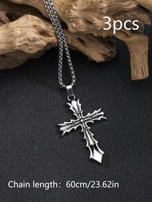1 件复古哥特式十字架吊坠项链，适合男女日常佩戴，长链配饰，节日、生日、复活节、毕业典礼、父亲节礼物，男士项链，男士珠宝，链式项链