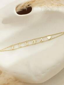 Pulsera personalizada con nombre, pulsera con cadena con inicial en capas, pulsera con doble cadena con nombre, pulsera personalizada con letra, pulsera para mujer, regalo perfecto para ella