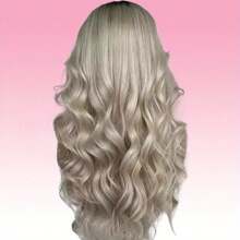 Ombre Ash Blonde Lace Front Wig Human Hair 200% Density Body Wave Ombre Dark Roots Ash Blonde Wig Pre Plucked Gluless Human Hair Wigs With Natural Hairline 13x4 HD Lace Front Colored Wig For Women 30Inch Long Wave Wig Holiday Christmas New Year Wig