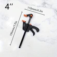 2 paquetes de 4 pulgadas de abrazaderas de liberación rápida tipo F - Agarre de trinquete antideslizante de una sola mano | Abrazaderas de sujeción segura de uso pesado para trabajos de carpintería, proyectos DIY y reparaciones del hogar - Ver 3