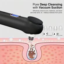 Muli Electric Facial Cleanser, Cleansing Device, Pore Cleaner, Cleansing Wonder, Deep Cleaning, Silicone Cleansing Brush, Super Soft - 黑色 - 查看 2