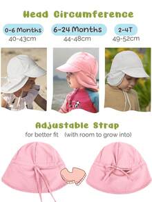 1 件装婴儿防紫外线速干斗篷太阳帽，UPF 50+ - 轻便透气沙滩帽，适合户外游泳、远足和夏季活动 - 粉色 - 查看 9
