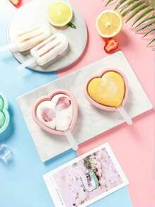 1 Stück herzförmige Silikon-Eis-am-Stiel-Form mit Deckel, Mini rosa Eis-am-Stiel-Hersteller, DIY Eiscreme-Form, Sommer-Küchenhelfer