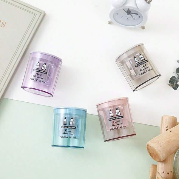 4pcs Kids Cartoon Simple Dual-Hole Pencil Sharpeners (Random Colors/Shapes), Creative Rotary Pencil Sharpener, Cute Pencil Shaver, Portable Stationery For Students Back To School