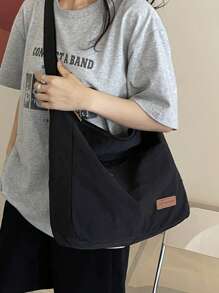 Bolso bandolera minimalista y casual para mujer, de un solo color con correa ajustable, ligero y portátil, ideal para universidad/colegio, para chicas adolescentes; Bolso bandolera de un solo color casual y de nailon para chicos adolescentes; Bolso de hombro con estilo artístico para la escuela, el trabajo y los viajes