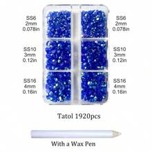 1920pcs / 6 Grids Resin Rhinestones Beads With Wax Pen, Multicolors 2mm 3mm 4mm Non-Hot Fix Flatback Round Jelly Resin Rhinestones For Nail Art Decoration, Face Makeup, DIY Jewelry Craft, Making Accessories, Shoes, Clothes, Bags Nail Charms Nail Gems Nail Supplies
