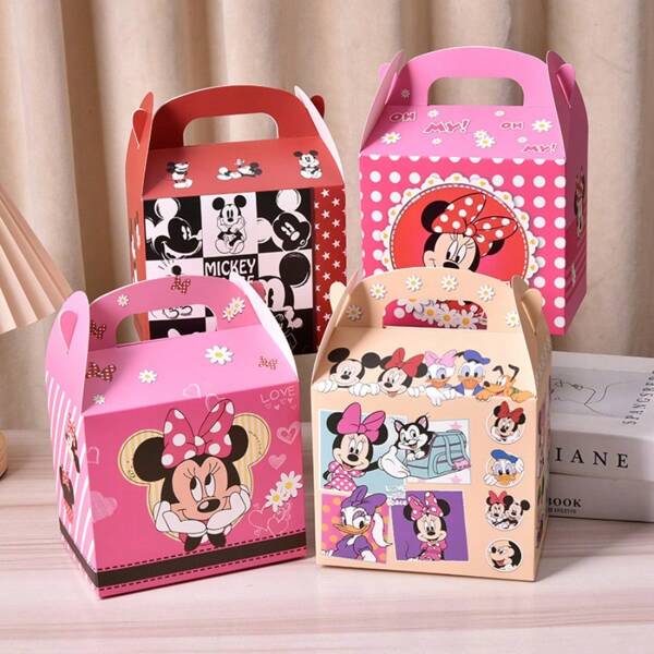 Disney 6pcs Disney Mickey Mouse Mini Cartoon Candy Gift Box, Suitable For Party, Holiday, Birthday Gift Packing