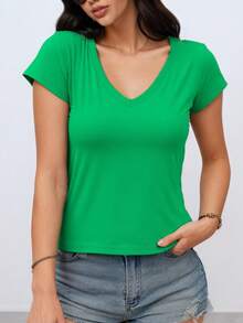 Women's Fashion T-Shirts - Elegant Summer Tees In 2-Pack And 3-Pack Options, Multiple Color Combinations For Stylish Outfits - 黑加綠 - 查看 3