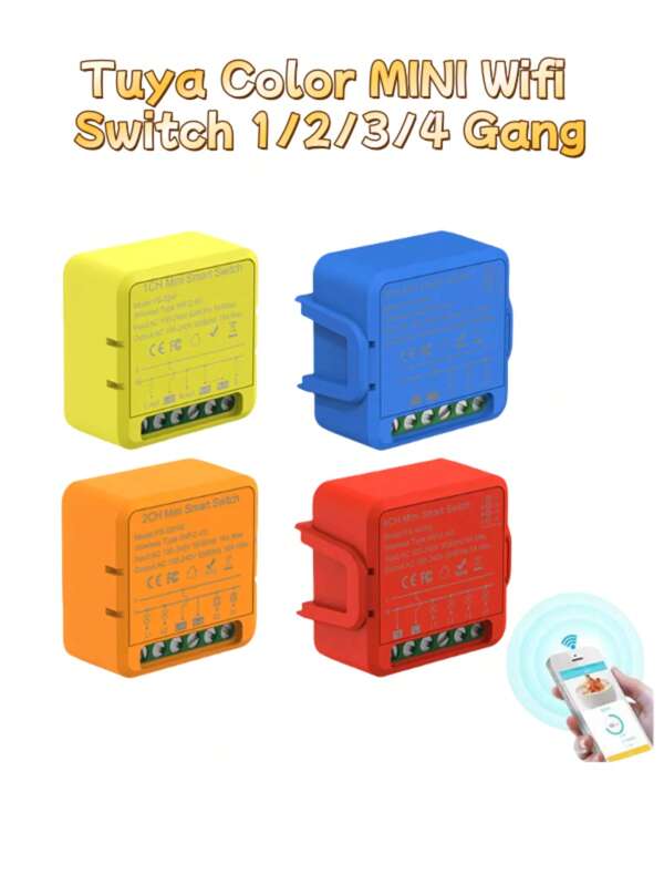 Interrupteur Wifi mini couleur Tuya 1/2/3/4 gang, relais d'interrupteur intelligent Wifi, domotique, maison intelligente DIY, application Smart Life pour contrôle à distance, compatible avec Alexa