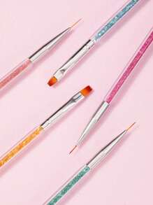 Nail Art Brushes, 5pcs Nail Liner Brushes Double-Ended Acrylic Nail Brush Nail Art Striping Nail Dotting Drawing Tool For Long Lines,Thin Details, Fine Drawing, Delicate Coloring, Elongated Lines Brushes And Nail Dotting Pens For French Nail Tip
