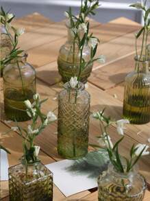 1 Set/12pcs Gradient Color Nordic Style Glass Flower Vases, Minimalist Summer Floral Containers, High-Quality Embossed Aromatic Diffuser Bottles, Suitable For Home Decor, Living Room/Bedroom, Bathroom Vanity, Gift, Summer Flowers