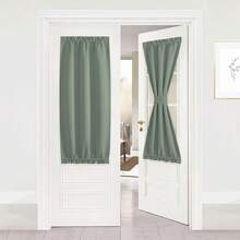 Local Warehouse- Door Curtain Panel, Grey French Door Curtains Blackout Thermal Insulated Curtain Sidelight Privacy For Window/Living Room/Doorways/Classroom (25W By 72L Inches, 1 Panel) - 灰綠色 - 查看 11