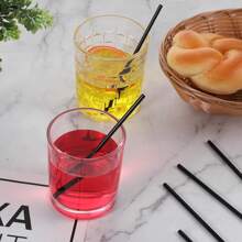 500/400/300/200/100pcs 5-Inch Tall Plastic Coffee Stirrers & Straws, Fashionable Black Design, Suitable For Hot/Cold Beverages, Cocktails, Coffee Stations & Break Rooms Back To School