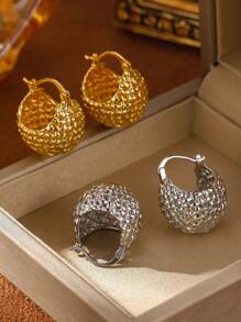 1 pieza Pendientes elegantes minimalistas de diseño hueco de aleación de cobre, regalo y uso diario para mujeres