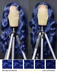 Dark Blue Lace Front Wigs Human Hair, 13x4 HD Body Wave Human Hair Lace Frontal Wigs Human Hair Pre Plucked With Baby Hair Navy Blue 180% Density 30 Inch 13X6 Bouncy Body Wig - SBlue - View 7