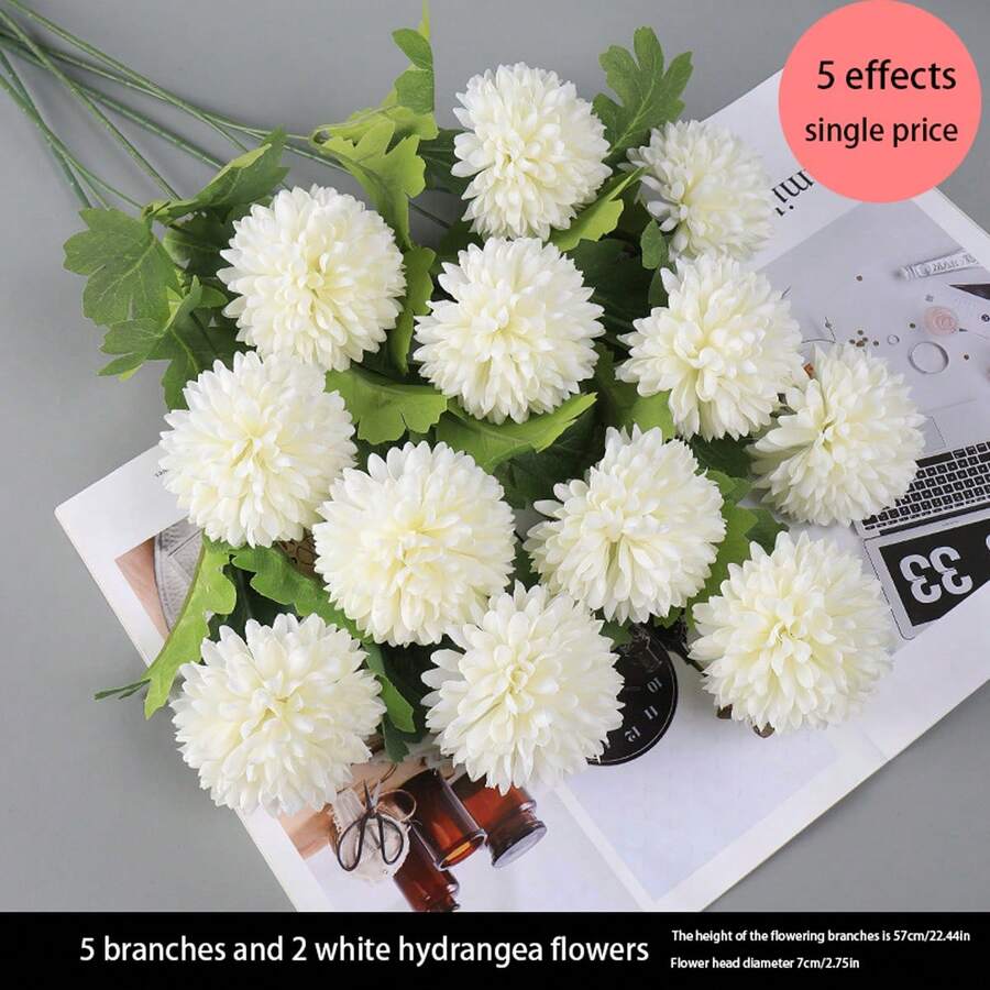 Artificial Flowers, Colorful Fake Branches Artificial Flower Arrangement Home Decor Present - White - View 1