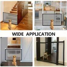 Pet Isolation Fence, Isolation Net Barrier Indoor Safety Protection No Drilling Required, Foldable Pet Gate With Pet Door, Portable Pet Safety Barrier, Easy-To-Set Indoor/Outdoor Pet Fence, Durable Lightweight Design, Safe Buckle Closure