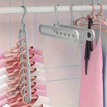 1pc Multi-Function Foldable Clothes Storage Hanger 9-Hole Non-Slip Folding Plastic Clothes Hanging Rack Space Saving Clothes Drying Rack Clothes Hanger Organizer For Closet Wardrobe Small Apartment Dorm Room Compact Home Use Lightweight Durable Resin Construction, Foldable Design, Quick Access Garment Holder, Breathable Lint-Free Maintenance-Free Rack - Multicolor - View 5