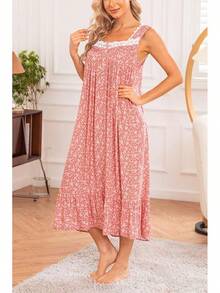 AVIIER Cotton Nightgowns For Women Sleeveless House Dress Ladies Long Nightdress With Pockets S-XXL