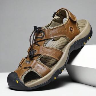 Lichte, casual herensandalen, antislip outdoor strandschoenen met rubberen zool, verstelbare Magic Tape, comfortabel
