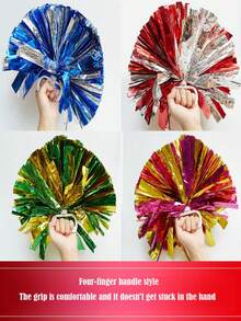 2pcs Football/Basketball Pom Poms, 4-Finger Metallic Cheerleading Squad Sports Team Activities, Dance Performance Props, Square Dance Games, Dance And Fan Cheering Props, Suitable For Outdoor Sports Team Performance