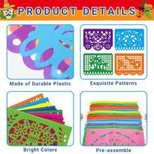Decoraciones para fiesta mexicana, 1/2 Banderines de carnaval, Banderines de papel recortado de plástico de 18 pies para fiestas de cumpleaños mexicanas del 5 de mayo, Banderas y banderines con temática mexicana colorida, Decoraciones colgantes del Día de los Muertos, Suministros para fiestas en el hogar. - Multicolor - Ver 4