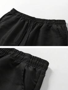 1 chiếc quần short nam mùa hè nhẹ, kiểu dáng thường ngày, dài đến đầu gối, thích hợp cho các hoạt động thể thao ngoài trời. - màu đen - Xem 7