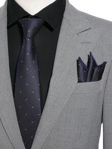 2pcs Men's Fashion Polka Dot Neck Tie & Handkerchief Set, Suitable For Hosting Wedding, Party, Festival Banquet - A - View 4