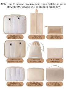 Set di 7 cubi organizzatori da viaggio, con cerniera, grande capacità, include borsa a tracolla, sacca con laccio, borsa in rete, beauty case, porta scarpe, porta bottiglie, per riporre vestiti, cosmetici, articoli da toilette e oggetti di valore