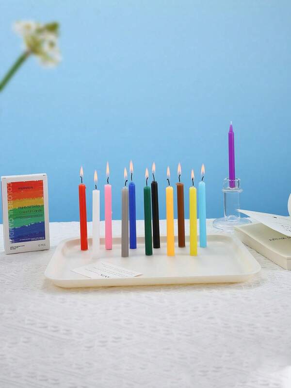 12 Stücke/24 Stücke farbige Kerzen - 12 Farben 12,7 cm rauchlose und rußfreie Säulenkerzen für Segnungen, Wahrsagerei, Glück, Atmosphäre, spirituelle Praktiken (12 Stücke/Box)
