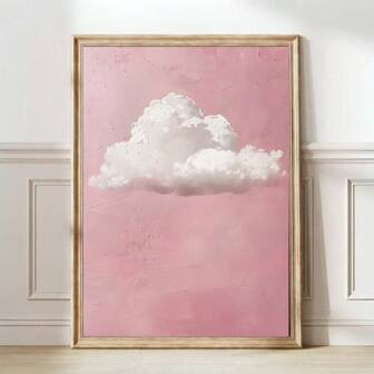 1pc Unframed Cloud Print Moody Cloud Painting Pink Wall Art Pink Pastel Wall Art Minimalist Wall Art Maximalist Decor Renaissance | PRINTABLE WALL ART