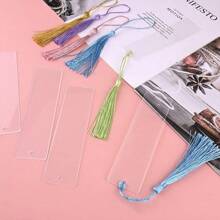 1 Set Of 60 Pieces, 30 Rectangular Acrylic Sheets, 30 Tassels, Acrylic Blank Label Decorations, Tassel Acrylic Board Crafts, Handmade DIY Bookmark Label Keychain, Wedding Christmas Decorations (5 Tassel Colors)