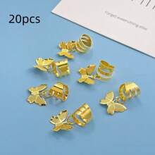 20 piezas de anillos de metal para dreadlocks con mariposas, borlas y ajustables, apropiados para uso diario