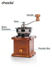 choxila 1个手动咖啡研磨机 - 可调节齿轮和陶瓷锥形磨盘，适合家庭和旅行使用，也是学生返校用品的理想之选。