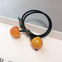 3 pièces Attache cheveux en forme de cerise pour femmes - Rouge vibrant avec ruban à pois verts, plastique durable, polyvalent pour toutes les saisons, cadeau idéal pour la Saint-Valentin