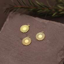Lote de 3 piezas Colgantes de acero inoxidable con diseño de líneas artísticas de dama, borlas y hongos para hacer accesorios de joyería como aretes y collares