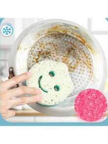2pacs/3 Pacs Of Kitchen Dishwashing Sponges With Smiling Faces, Happy Cleaning With Mom And Dad, Scratch Resistant, Cute Cleaning Supplies For Easter, Christmas, And Halloween, Dishwashing Sponges In Random Colors