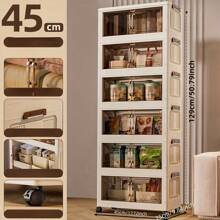 3/4/5layer Folding Storage Cabinet, Large Capacity Magnetic Double Opening Storage Box, Large Storage Box With Lid And Wheels, Can Store Clothes, Snacks, Toys And Books, Outdoor Foldable Container For Home And Office