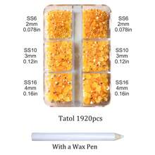 1920pcs / 6 Grids Resin Rhinestones Beads With Wax Pen, Multicolors 2mm 3mm 4mm Non-Hot Fix Flatback Round Jelly Resin Rhinestones For Nail Art Decoration, Face Makeup, DIY Jewelry Craft, Making Accessories, Shoes, Clothes, Bags Nail Charms Nail Gems Nail Supplies
