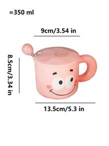 1 Stück 350 ml rosa Keramik Kaffeebecher mit Deckel & Löffel, süßer Cartoon Schwein Milchbecher mit Griff, sinnvolles Geschenk zum Geburtstag und für Paar, stilvoller Wasserbecher
