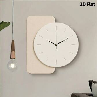 1 pièce Horloge murale plate 2D scandinave, mouvement balayage silencieux sans cadre, design moderne ultra-fin de style nordique. Décoration maison pour salon, chambre, café, bureau - sans bruit, fine, fonctionnant sur pile, œuvre d'art contemporaine minimaliste