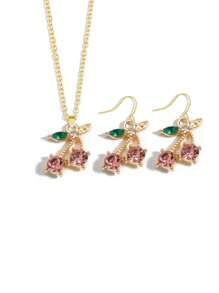 1 Set Cherry Red Necklace And Earrings Jewelry Set, Delicate Exquisite Necklace Earring Suit, Niche Design High-End Accessories For Women