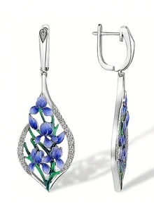 1 Đôi bông tai dáng dài đính đá Cubic Zirconia xinh xắn dành cho nữ, thích hợp làm quà tặng đám cưới, lễ đính hôn, tiệc tùng hoặc ngày Valentine. - 6 # - Xem 2