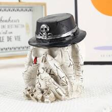 1pc Creative Face-Holding Skull, Hat Ornament, Ornament Ashtray Home Decor Halloween Decor Fall Decor Room Decor