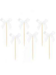 20pcs Bowknot Cake Toppers Picks Baking Cake Decorations For Party Dessert Fruit