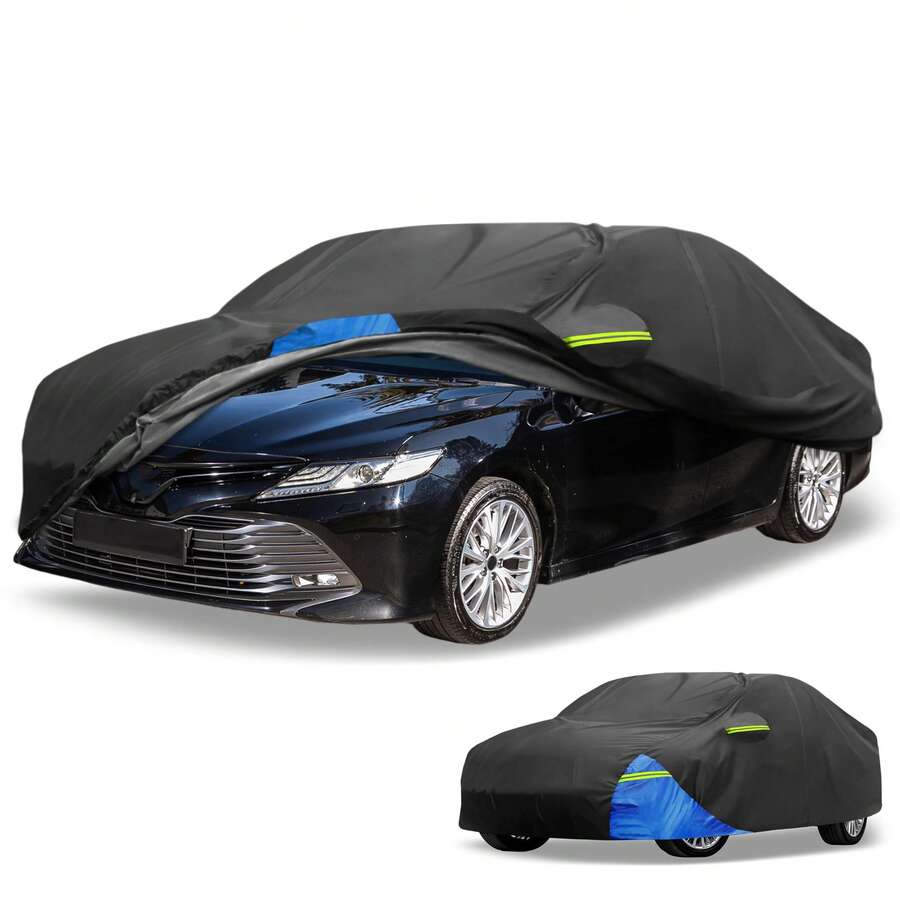 Car Cover Waterproof All Weather 210D, UV Sun Rain Protection, With Left Side Zipper - Black Blue for Toyota Camry - View 1