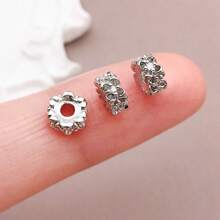Contas espaçadoras de zircônia cúbica de latão, 2/4/6 peças, contas de latão banhadas a ouro 18K, redondas, planas, com strass, flores, contas soltas para joias da moda faça você mesmo, acessórios para fazer joias