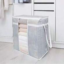MADE IN TURKEY Storage Bag With Clear PVC Window – 50x45x30 Cm Foldable Organizer With Rope Handles – Breathable Nonwoven Spunbond Fabric - Grey - View 1