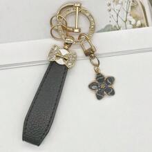 Bowtie & Sakura Duo! 1 Alloy Metal Leather Strap Keychain, Hang Car Keys, Door Keys, Bags – Stylish & Practical!
